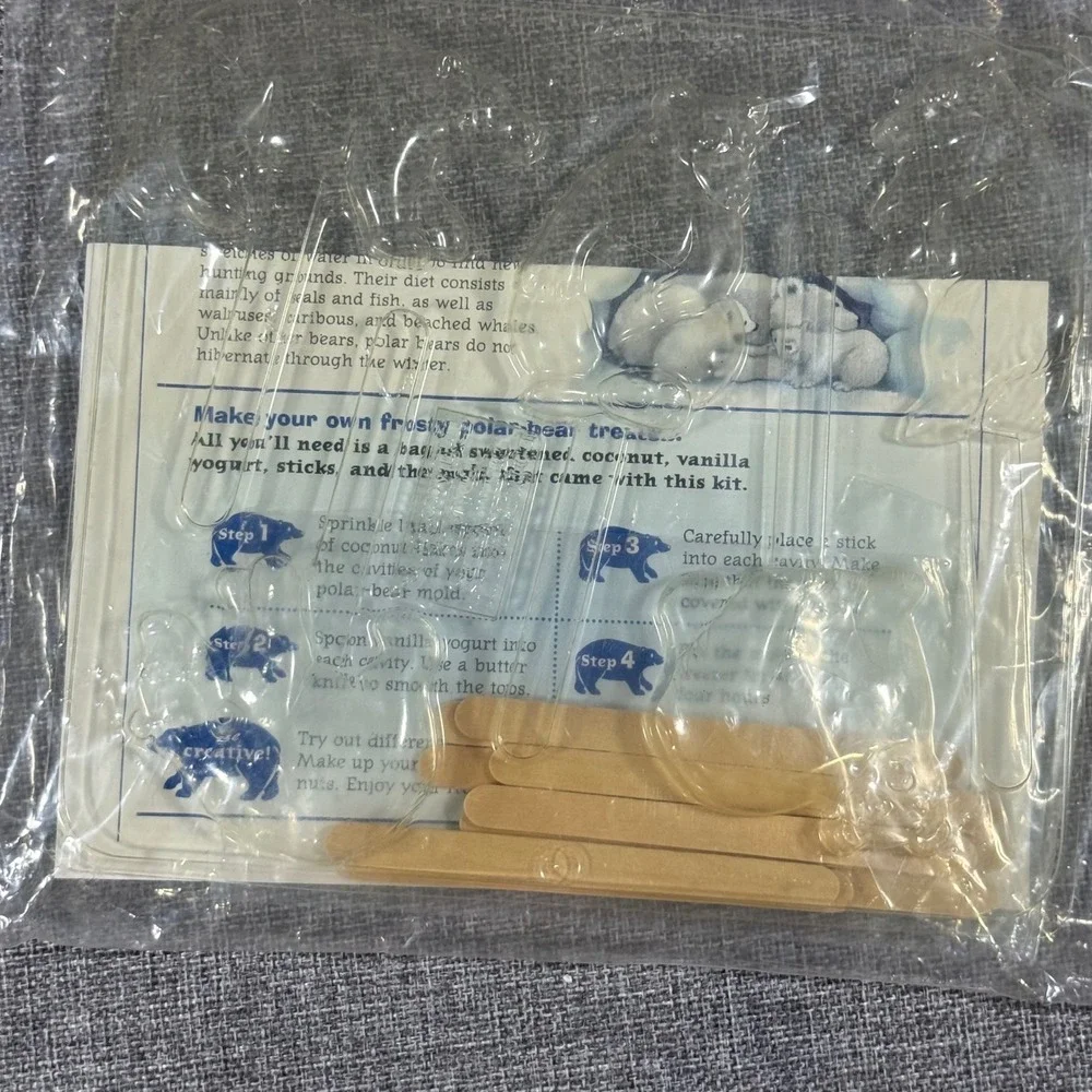 VTG Polar Bear Pops DIY Frozen Treat Mold Kit Kids White Clear New Arctic Craft